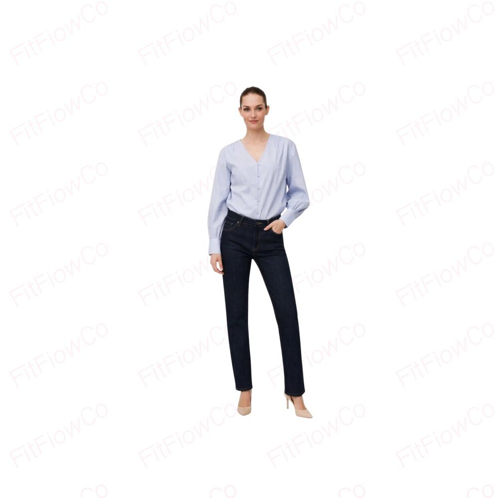 Worthington Long Sleeve V-Neck Button-Down Blouse  Size M  EUC